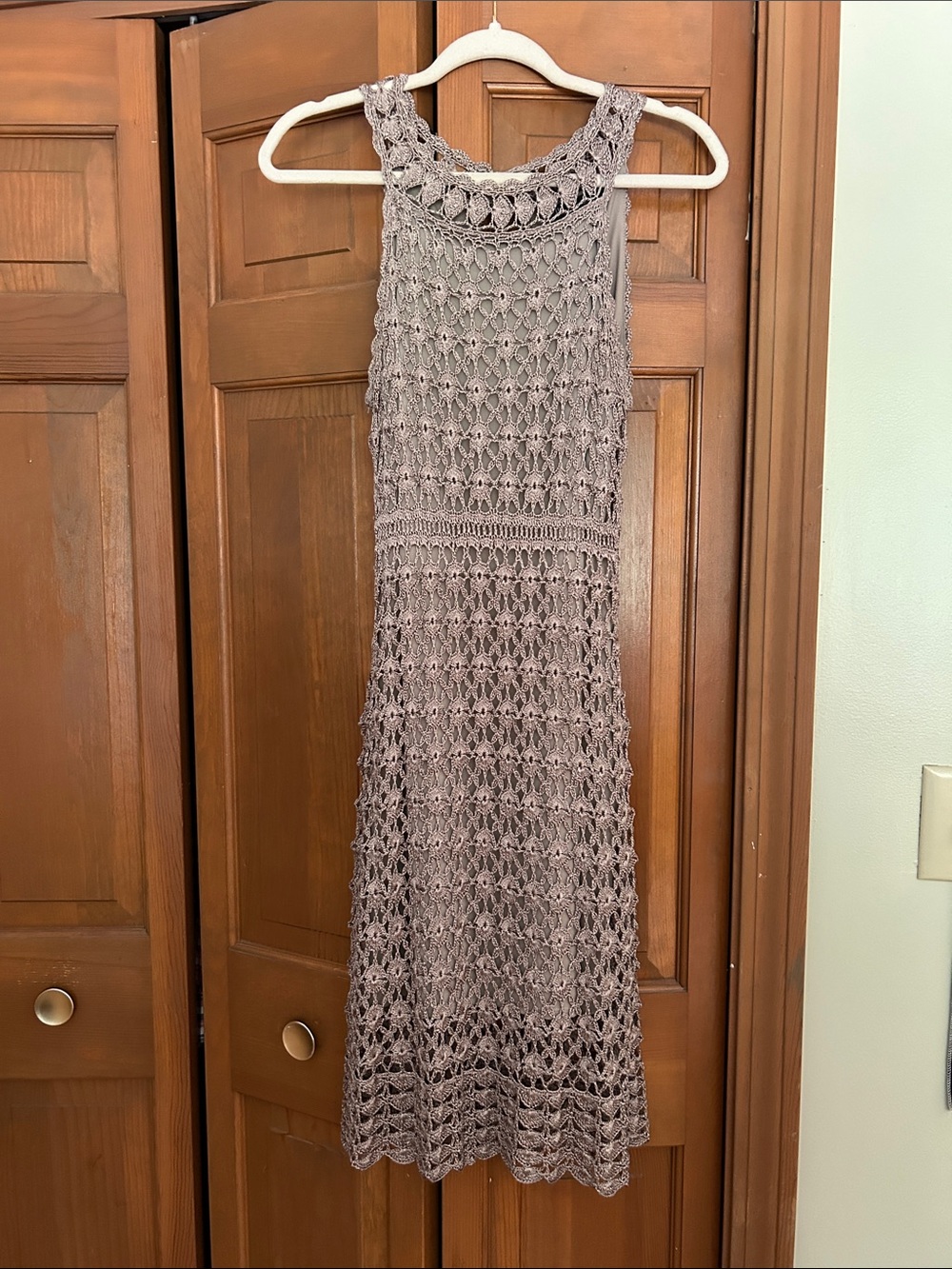 INC Crochet Sleeveless Knit Dress - Taupe